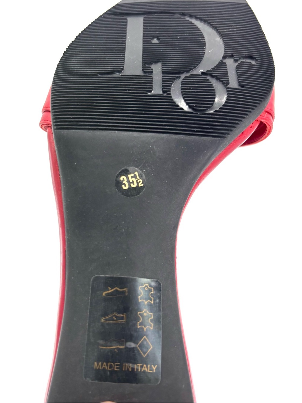 Dior Vintage Galliano Logo Plaque Red Leather Slip On Mules Sandals 35.5 - Picture 8 of 9